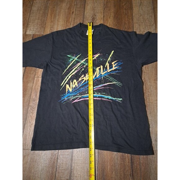 Single Stitch Nashville Shirt Mens L Black Neon Splattered Paint Tourist Tee - Picture 3 of 5